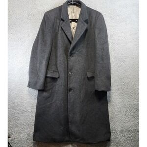 ADOLFO Mens 44 LONG Charcoal Gray Wool Blend Overcoat Made in USA Retro Winter